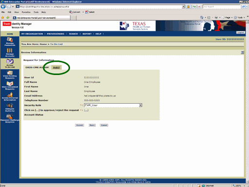 Screenshot of Request for Information page